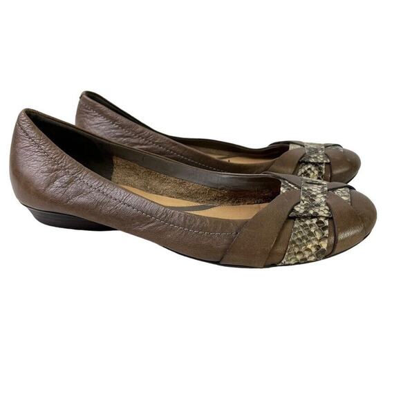 Naturalizer N5 Comfort Maude Real Leather Taupe Brown Slip On Flats Shoes 7.5 - Picture 1 of 16